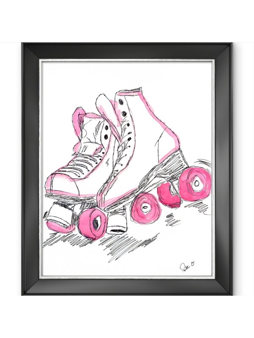 Roller Skate Wall Art Original Watercolor Painting 11x14 Retro Pop Art Saturday